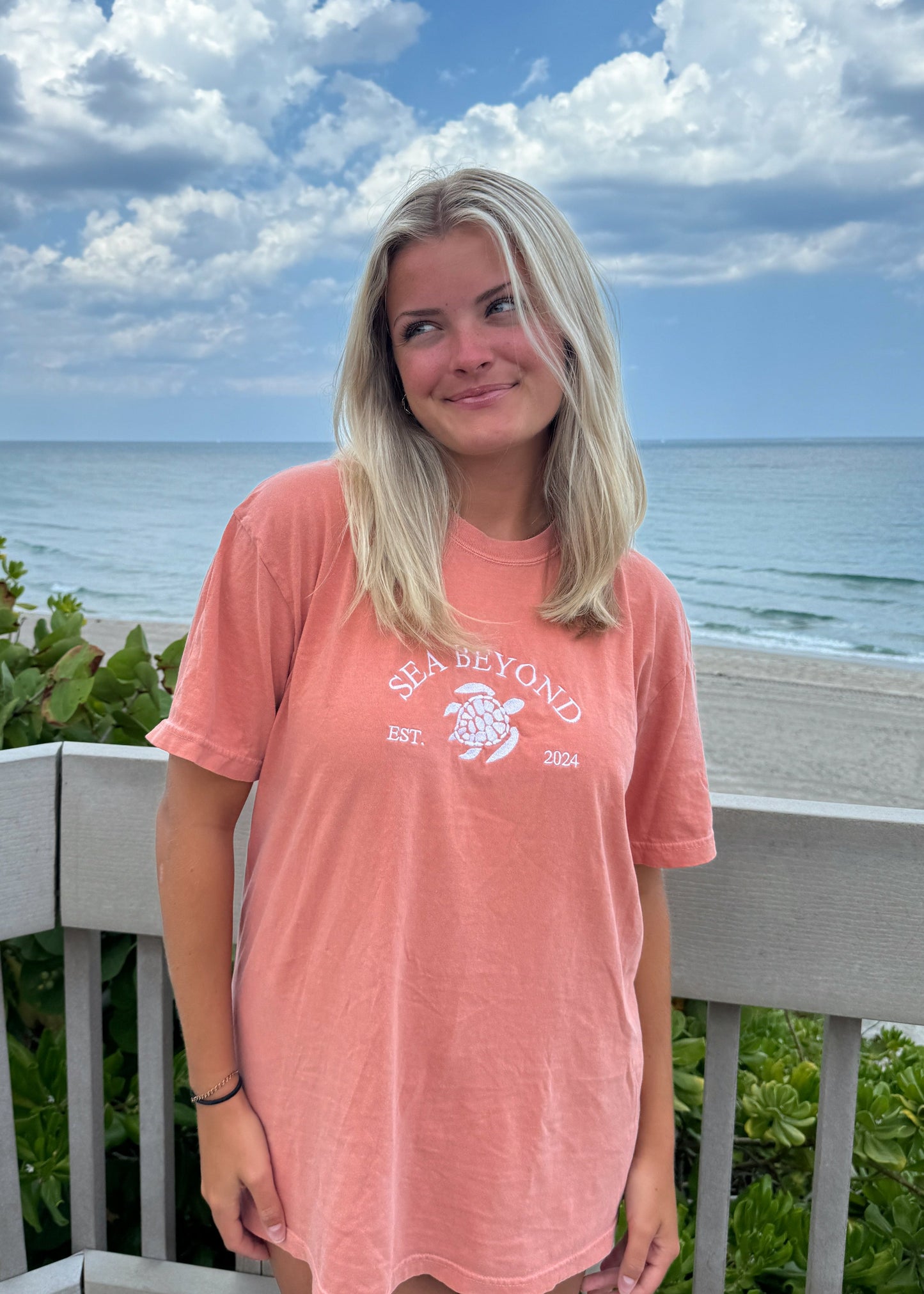 Deep Coral Turtle Tee