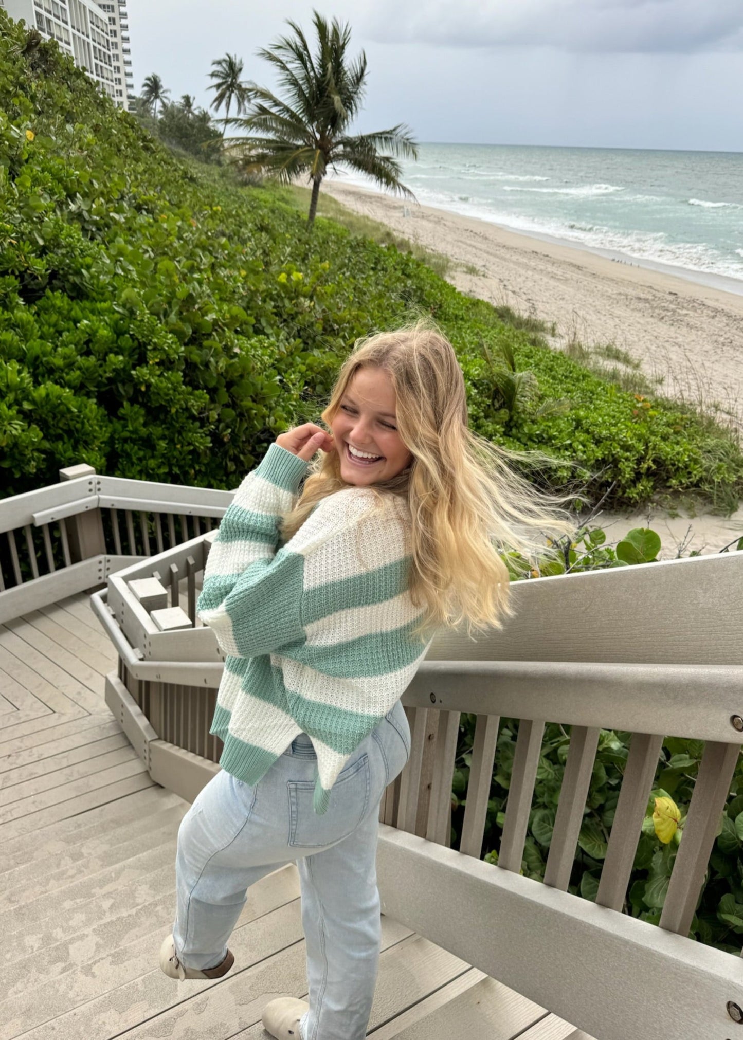 Sea Foam Stripes Sweater