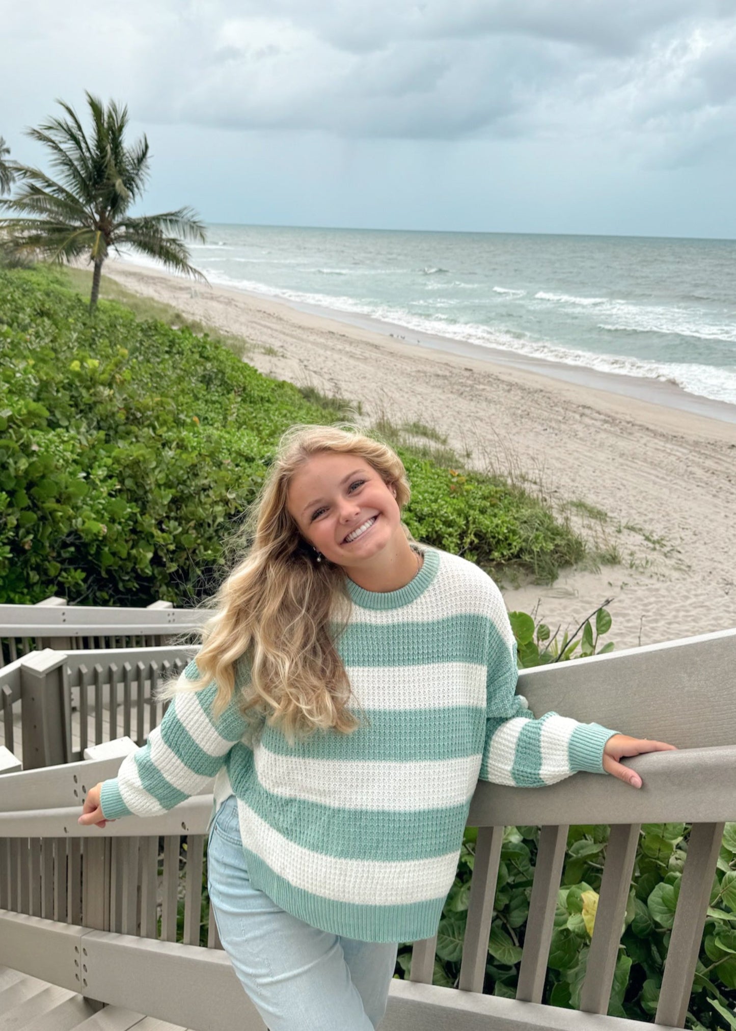 Sea Foam Stripes Sweater