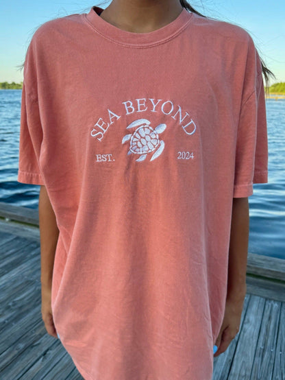 Deep Coral Turtle Tee