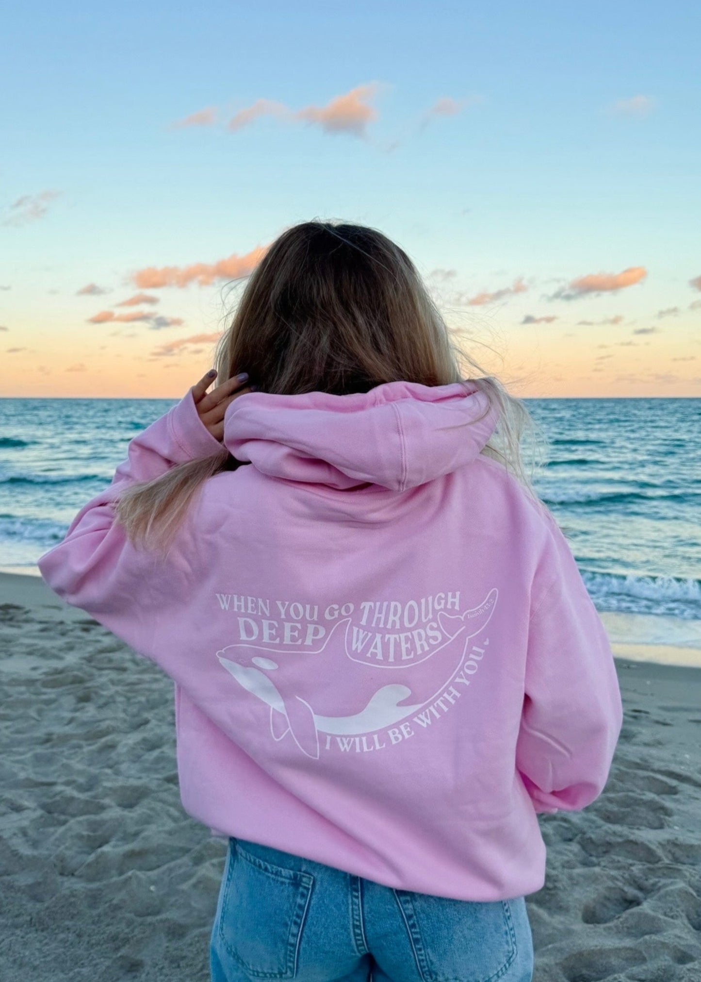 I Will Be With You Hoodie Pink